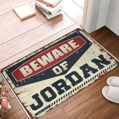 Abipuir Door Mats Outdoor Entrance Funny Beware of Jordan Doormat Farmhouse Front Porch Decor Teen Room Decor (Size : 65X90CM)