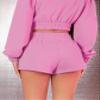 SOFULU Elastic Waist Sweat Shorts (Color : Pink, Size : Large) view 2