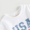 4th of July Summer Baby Boy Clothes USA Print Shirt Elastic Shorts Fourth of July Independence Day Clothes Set (White, 12-18 Months) view 3