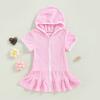 Hoanselay Kids Toddler Little Girl Swim Cover Up Towel Terry Swimsuit Wraps Zip Up Bathing Suit Robe Pool Beach Coverup (Pink, 4-5 Years) view 3
