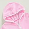 Hoanselay Kids Toddler Little Girl Swim Cover Up Towel Terry Swimsuit Wraps Zip Up Bathing Suit Robe Pool Beach Coverup (Pink, 4-5 Years) view 4