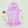 Kids Toddler Little Girl Swim Cover Up Towel Terry Swimsuit Wraps Zip Up Bathing Suit Robe Pool Beach Coverup (Purple, 4-5 Years) view 2