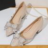 Hee grand Women's Heels Pointed Toe Rhinestone Bowknot Wedding Party Bridal Dress Shoes Chunky Heels Comfortable Block Heel Office Work Pumps,Apricot 6 view 2