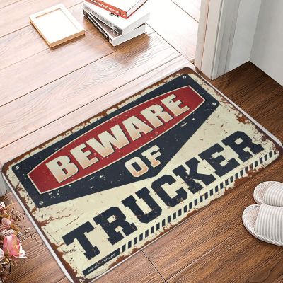 Abipuir Man Cave Decorations Beware of Trucker Doormat Doormat Rug Mat in House (Size : 50X80CM)