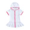 Hoanselay Kids Toddler Little Girl Swim Cover Up Towel Terry Swimsuit Wraps Zip Up Bathing Suit Robe Pool Beach Coverup (White, 8-9 Years) view 1
