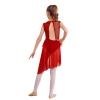 FEESHOW Girls Ballet Lyrical Dance Dress Shiny Sleeveless Cutout Back Leotard with High Low Skirt Dancing Costumes Red 16 Years view 2