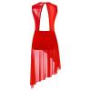 FEESHOW Girls Ballet Lyrical Dance Dress Shiny Sleeveless Cutout Back Leotard with High Low Skirt Dancing Costumes Red 16 Years view 4
