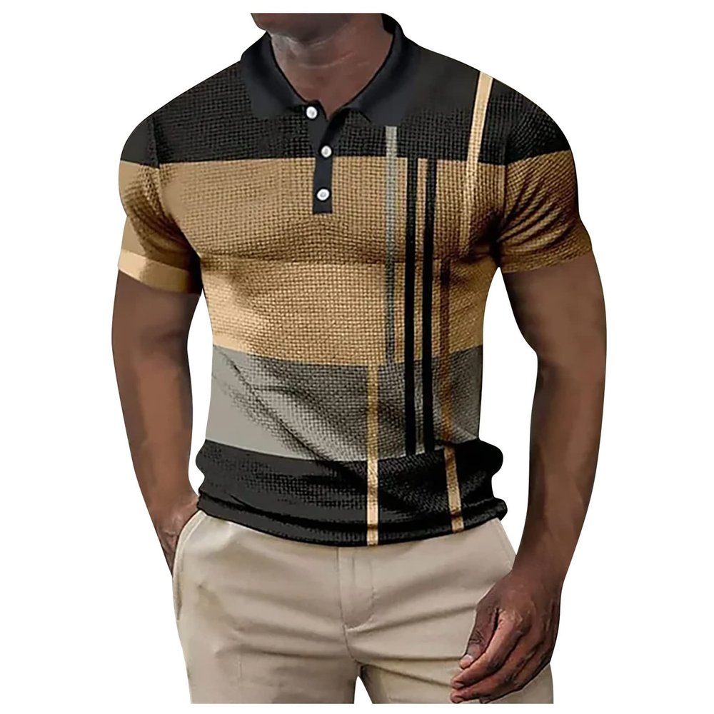 EndoraDore Men's Short Sleeve Polo Shirts Casual Golf Printed T-Shirts Summer Sport Moisture Wicking Performance Shirt Brown