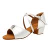 SWDZM Girls Latin Dance Shoes Low Heel Satin Ballroom Salsa Pratice Dance Shoes,1030 Bianco 5 M US Big Kid view 1