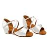 SWDZM Girls Latin Dance Shoes Low Heel Satin Ballroom Salsa Pratice Dance Shoes,1030 Bianco 5 M US Big Kid view 3