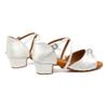 SWDZM Girls Latin Dance Shoes Low Heel Satin Ballroom Salsa Pratice Dance Shoes,1030 Bianco 5 M US Big Kid view 4