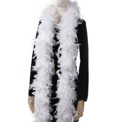 Larryhot 45g White Feather Boa - 2 Yards Turkey Boa Feathers for Party Bulk,Christmas,Wedding Centerpieces,Costume,Concert,Pet and Home Decoration(45g-White)