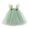 Toddler Girls Fly Sleeve Solid Color Tulle Dress Dance Party Princess Dresses Clothes Girls (Mint Green, 5-6 Years) view 1