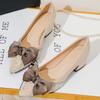 Hee grand Cute Bowknot Pointed Toe Heels for Women Rhinestone Crystal Shoes Wedding Bridal Dress Shoes Comfortable Chunky Block Heel Pumps Office Work,Apricot 6.5 view 2