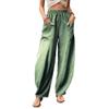 Akivide Women's Casual Linen Elastic Waist Pants High Waist Loose Comfy Trousers Wide Leg Pants for Women with 2 Pockets Light Green view 1