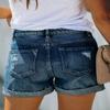Angerella Women Denim Shorts Mid Rise Ripped Jean Shorts for Women Summer Trendy Boyfriend Denim Jean Short Navy,XXL view 2