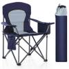 HIGH POINT SPORTS Oversized Camping Folding Chair, Heavy Duty Portable Outdoor Chair, Foldable Camp Chair with Cup Holder and Cooler Bag Support 450 LBS, Dark Blue view 1