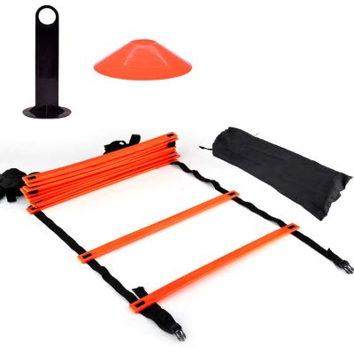 Agile Speed Training Kit 19ft Flat Ladder Athletic Training Ladder, 10pcs Disc Cones for Athletic Training (orange)
