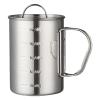 BestAlice Stainless Steel Camping Cup with Lid, Insulated Cup, Stainless Steel Beer Mug Coffee Mugs, Rust Prevention Foldable Camping Cup for Outdoor Hiking (500ml)
