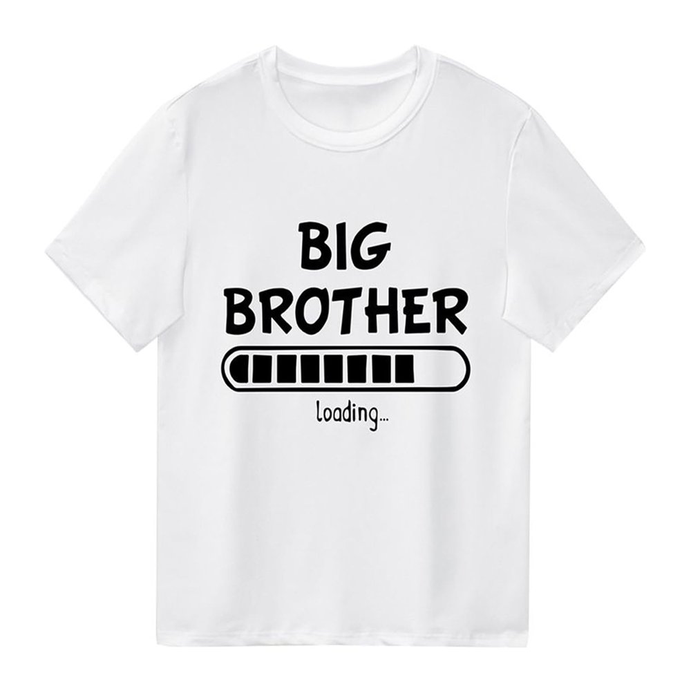 Baby Boys T Shirts Tops Big Brother Loading Tees Clothes Outfit Promoted AnnouncementGift (Big Brother Loading 2-White, 18-24 Months)