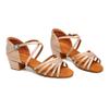 SWDZM Girls Latin Dance Shoes Low Heel Satin Ballroom Salsa Pratice Dance Shoes,102PU Oro 1 M US Little Kid view 3