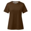 NaRHbrg Womens Sexy T-Shirts Stand Collar Lace Patchwork Shirts Casual Hollow Out Blouse Flower Petal Sleeve Button Tops view 3