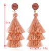 Boho Statement White Tassel Clip On Drop Earrings - Feather Fringe Dangling Earrings for Women - Non Piercing Jewelry for Vacation, Beach, Bride, Bachelorette, Costume, Prom view 2