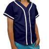 DIGITMON Kids Baseball Jersey Button Down Premium Hip Hop T Shirts Uniform Navy White for 12y Teenagers view 2