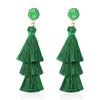 Boho Statement tassel earrings for women Clip On Drop Earrings feather earrings Non Piercing Jewelry for women dangling fringe earrings vacation beach earrings bride earrings bachelorette for women costume prom earrings jewelry-Green view 1
