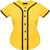 DIGITMON Women's Baseball Softball Jersey Button Down Premium Hip Hop T Shirts Uniform YELLOWBLACK, X-Large view 2