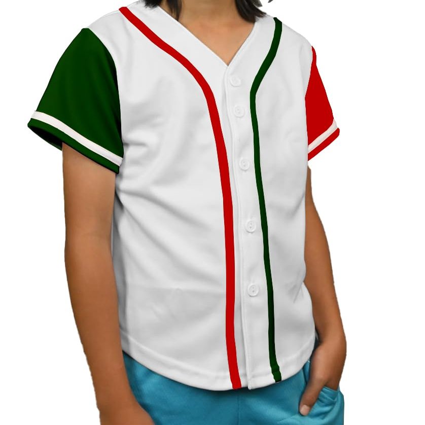 DIGITMON Kids Baseball Jersey Button Down Premium Hip Hop T Shirts Uniform White Green Red for 16y Teenagers