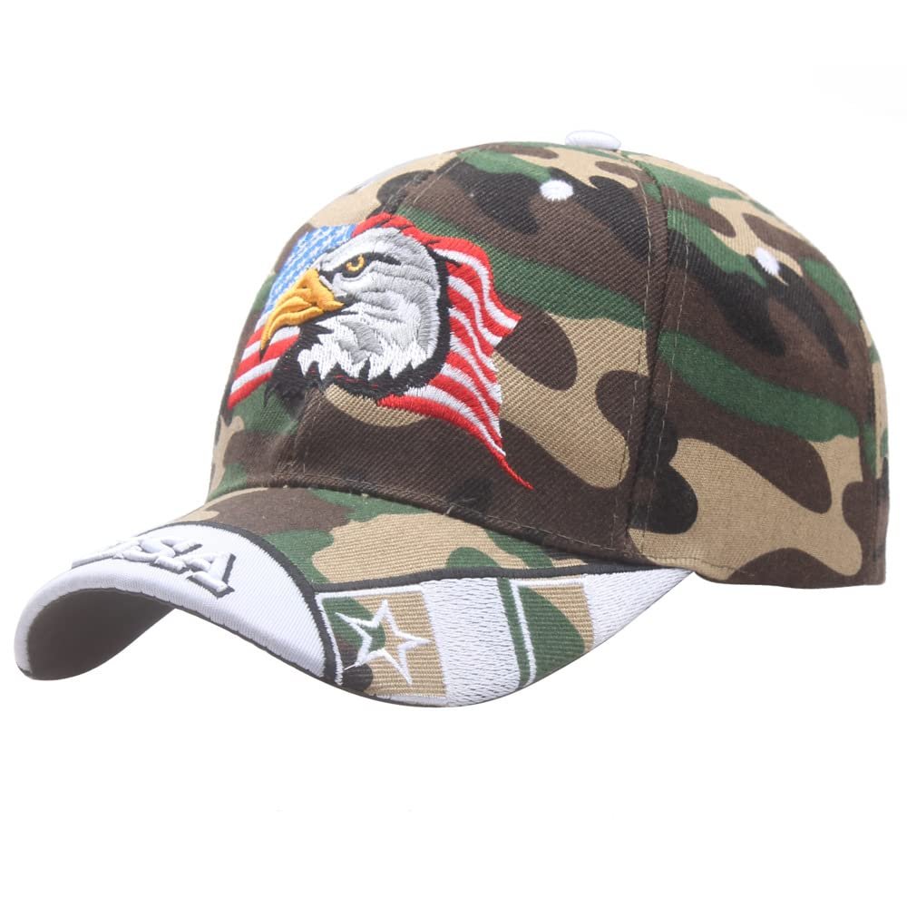 American Flag Eagle Cap Embroidery Eagle Baseball Cap Patriotic Eagle USA Flag Cap Camouflage