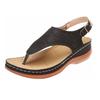 Women's Leather Orthopedic Arch Support Diabetic Walking Sandals, Summer Adjustable Anti-Slip Platforms Orthotic Wedge Sandals, Casual Comfortable Pinch Toe Beach Flip-Flops Slippers. (6, Black) view 1