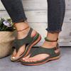 Women's Leather Orthopedic Arch Support Diabetic Walking Sandals, Summer Adjustable Anti-Slip Platforms Orthotic Wedge Sandals, Casual Comfortable Pinch Toe Beach Flip-Flops Slippers. (6, Green) view 2