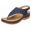 Women's Leather Orthopedic Arch Support Diabetic Walking Sandals, Summer Adjustable Anti-Slip Platforms Orthotic Wedge Sandals, Casual Comfortable Pinch Toe Beach Flip-Flops Slippers. (7.5, Blue) view 1