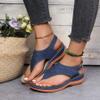 Women's Leather Orthopedic Arch Support Diabetic Walking Sandals, Summer Adjustable Anti-Slip Platforms Orthotic Wedge Sandals, Casual Comfortable Pinch Toe Beach Flip-Flops Slippers. (7.5, Blue) view 2