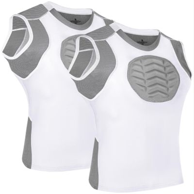 Exxact Sports Youth Baseball Chest Protector, Padded Sternum Heart Guard Shirt, Softball Chest Protector Girls Youth (Pack of 2, White, YXL)