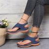 Women's Leather Orthopedic Arch Support Diabetic Walking Sandals, Summer Adjustable Anti-slip Platforms Orthotic Wedge Sandals, Casual Comfortable Pinch Toe Beach Flip-flops Slippers. (8.5, Blue) view 3