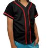 DIGITMON Kids Baseball Jersey Button Down Premium Hip Hop T Shirts Uniform Black Red for 16y Teenagers