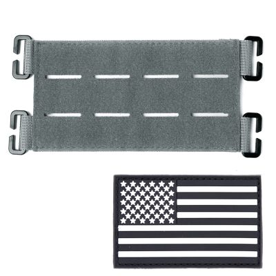 TAXATM Molle Patch Panel with Laser Cutting Loop, Molle Patch Display Holder for Backpack,6X3.2 Mini Patch Board Include American Flag Patch (1 pcs Grey)