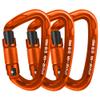 AINIKEY Climbing Carabiner Clips 25kN Auto Locking Carabiner, Professional Heavy Duty Large Locking Carabiner Clips for Rock/Ice Climbing Rappelling Rescue Swing etc, D Shaped, Large SizeOrange-3PCS view 1