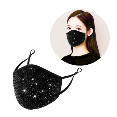 2 pcs Masquerade Mask for Women Fashion Reusable Rhinestone music festival mask For Lady Sequin Glitter Bling Face Mask Breathable Reusable Washable