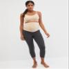 Motherhood Maternity Women's Essential Stretch Secret Fit Over The Belly Pregnancy Crop Capri Legging-2 Pack, Black/Charcoal, Large view 3