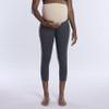 Motherhood Maternity Women's Essential Stretch Secret Fit Over The Belly Pregnancy Crop Capri Legging-2 Pack, Black/Charcoal, Large view 4