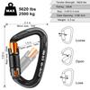 AINIKEY Climbing Carabiner Clips 25kN Auto Locking Carabiner, Professional Heavy Duty Large Locking Carabiner Clips for Rock/Ice Climbing Rappelling Rescue Swing etc, D Shaped, Large SizeBlack-5PCS view 3