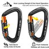 AINIKEY Climbing Carabiner Clips 25kN Auto Locking Carabiner, Professional Heavy Duty Large Locking Carabiner Clips for Rock/Ice Climbing Rappelling Rescue Swing etc, D Shaped, Large SizeBlack-5PCS view 4