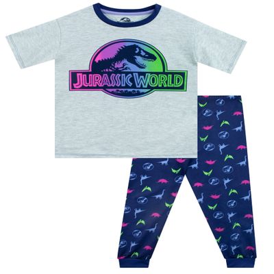 Jurassic World Pajamas Girls Dinosaur Pajama Set Short Sleeved Multicolor 12