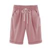Uillui Women's Bermuda Shorts Casual Shorts with Pockets Yoga Walking Athletic Shorts Knee Length Hight Waist Trendy Shorts Pink view 1