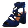 SACFOF Women's Open Toe Sandals Fashion Summer Suede Strappy Chunky High Heel Cutout Dress Shoes Criss Cross Sandals view 1