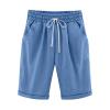 Uillui Women's Casual Comfy Loose Cotton Linen Shorts Elastic Waist Plus Size Casual Beach Shorts Knee Length Bermuda Shorts view 1